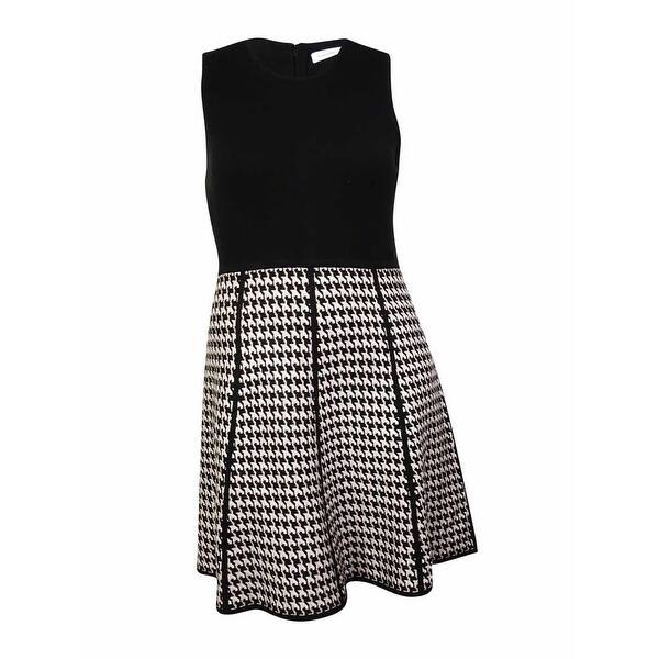 Shop Calvin Klein Women S Sleeveless Houndstooth Sweater Dress
