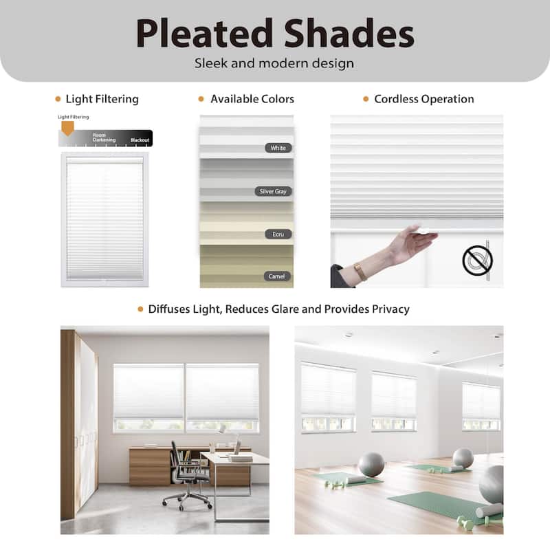48-inch Ecru Light-filtering Pleated Shade