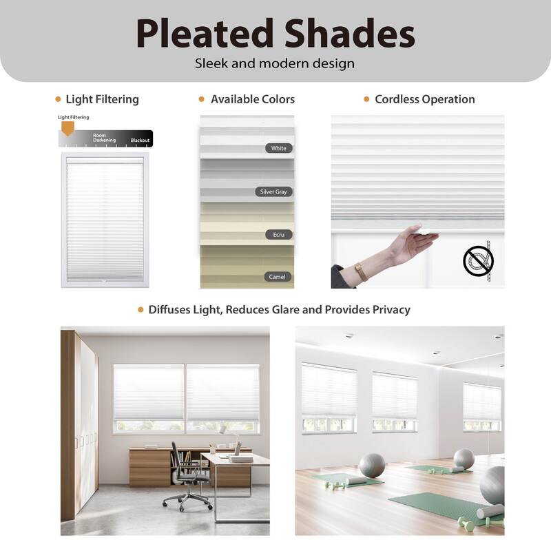 64-inch Silver Grey Light-filtering Pleated Shade