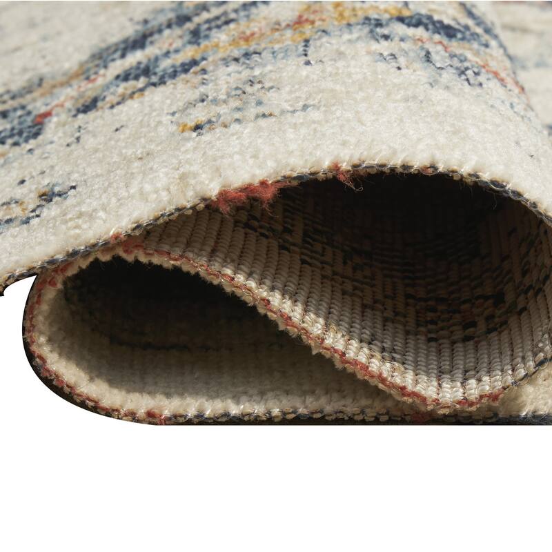 Jerry 8 x 10 Area Rug, Indoor Outdoor, Medallion, Polyester, Ivory Orange - 8 x 10