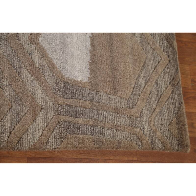Contemporary / Modern Area Rug Handmade Wool Carpet - 9'2" x 11'8"