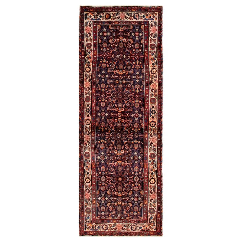 ECARPETGALLERY Hand-knotted Andelz Navy Wool Rug - 3'7 x 10'0 - Dark Navy - 3'7 x 10'0