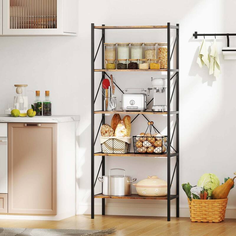 Costway 1/2 PCS 5-Tier Bookshelf, Industrial Tall Bookcase with Open