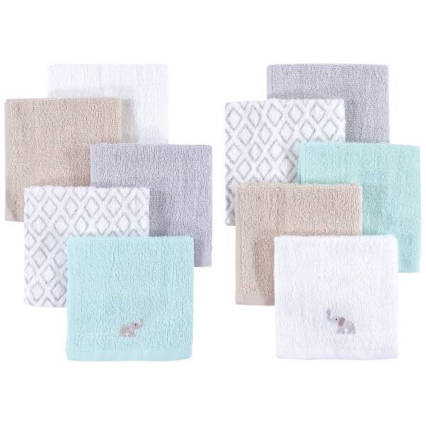 slide 1 of 1, Hudson Baby Infant Unisex Super Soft Cotton Washcloths, Elephants, One Size - Elephants - One Size One Size - Elephants