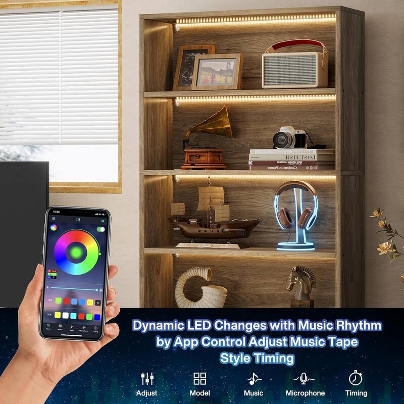 71-Inch Tall Bookcase, Heavy Duty Free-Standing Library Bookshelf with 5-Tier Shelves for Living Room