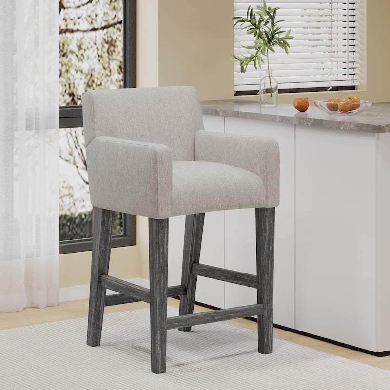 Armga Upholstered 26 inch Counter Stool by Christopher Knight Home - Light Gray/Gray