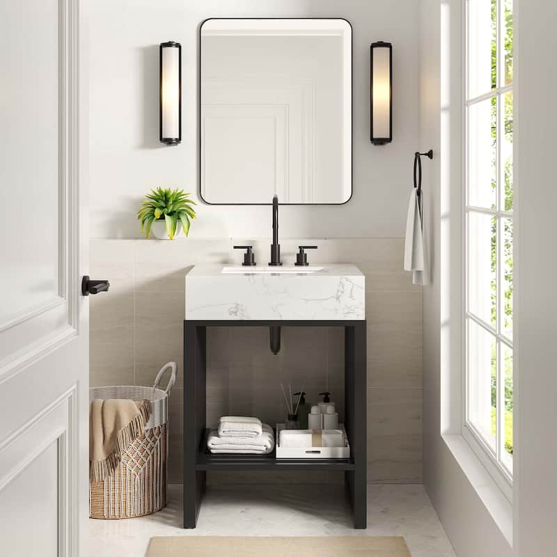 Gridiron 24" Bathroom Vanity - Metal Finish - Black - Single Vanities