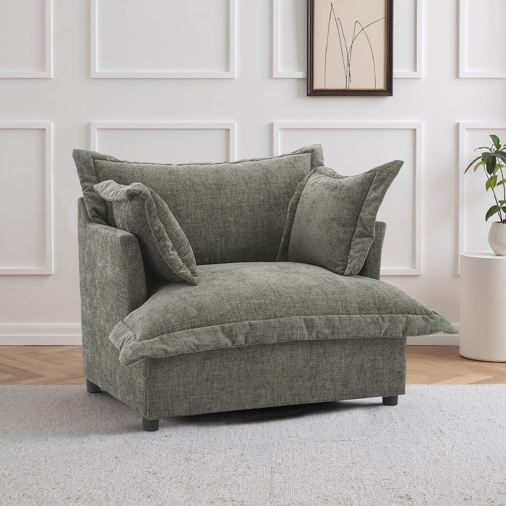 Upholstered Chenille Arm Club Chair Cloud corner cahir