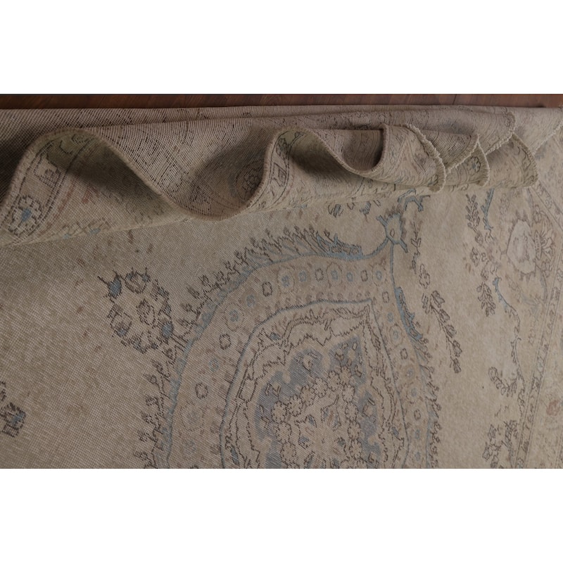 Antique Distressed Tabriz Persian Rug Hand-knotted Wool Carpet - 9'5" x 11'10"