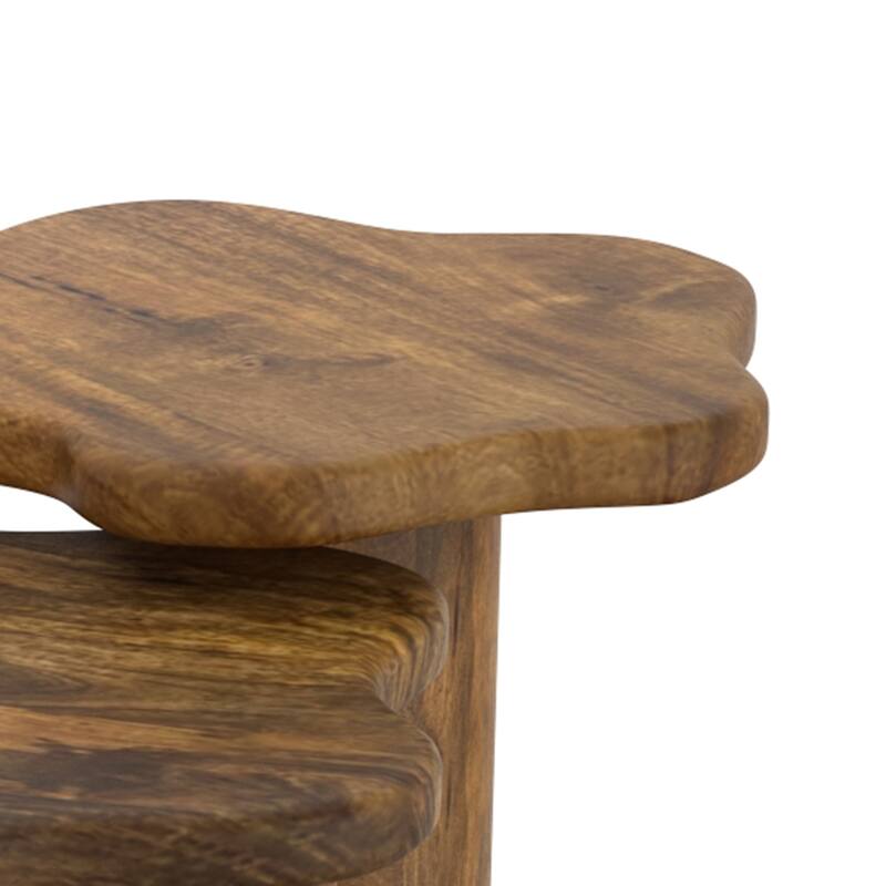 Mid-Century Modern Solid Mango Wood Small Coffee Table