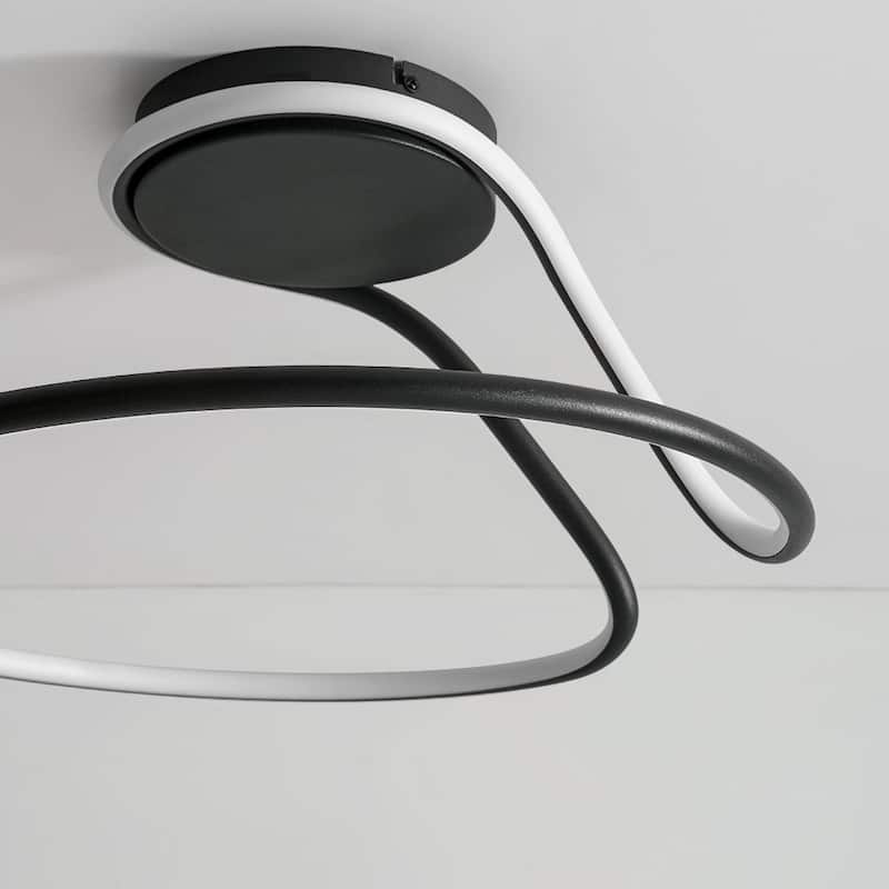 Modern Flow Line Dimmable LED Semi Flush Mount Light 16.9 in