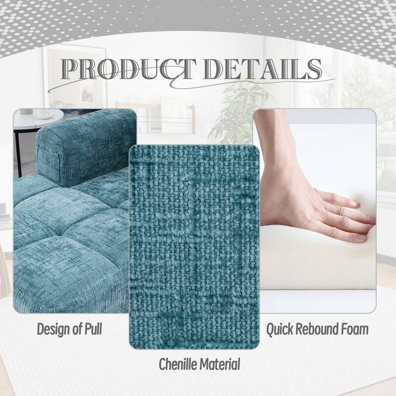 98.42" Modern Chenille L-shaped Modular Sectional Sofa with Chaise Lounge and Small Side Pockets