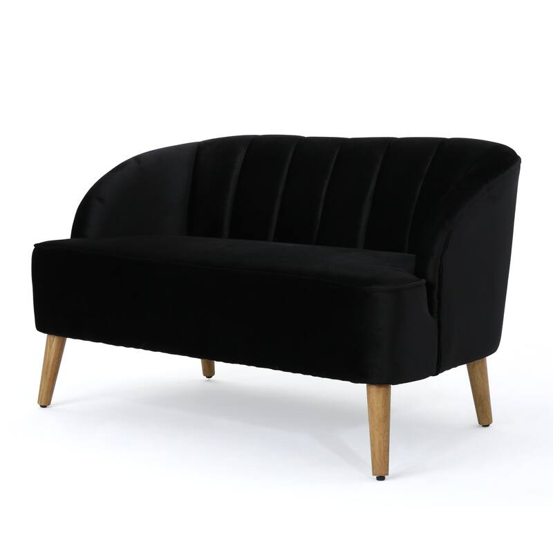 Classic Shell-Backed Loveseat with Wooden Legs