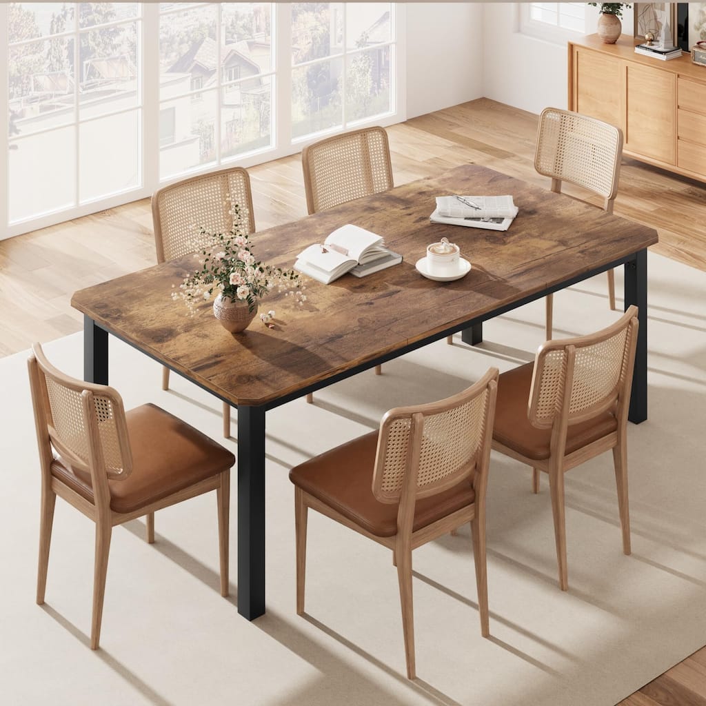 Dining Table for 6-8 People, 78.7" Rectangle Wood Kitchen Table