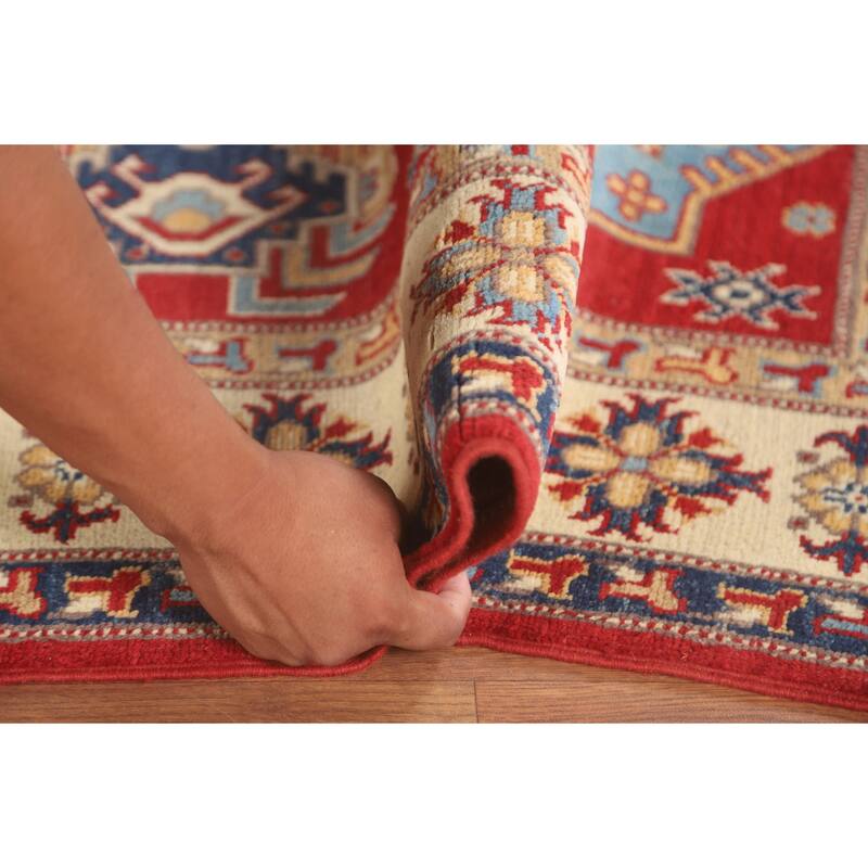Red Traditional Kazak Area Rug Handmade Wool Carpet - 5'6" x 7'7"