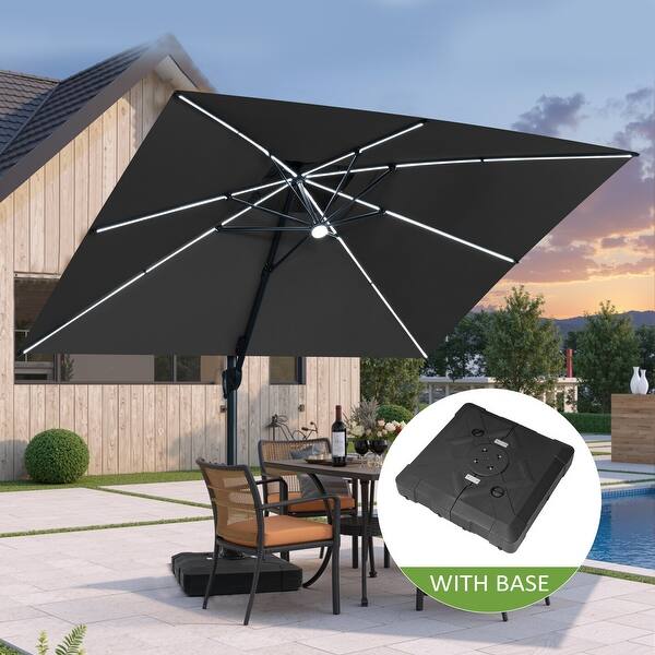 at leisure patio umbrellas Patioslife Aegis 10ft Round Cantilever Umbrella with solar LED l – US-Patioslife luggage-duffel and backyard gatherings Autlaycil 9ft Outdoor Patio Main Body Color:BLACK