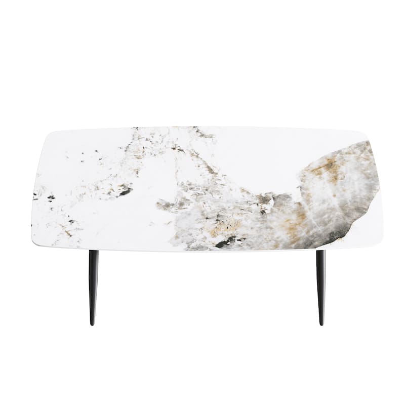 71'' Modern Artificial Marble Dining Table with Carbon Steel Base