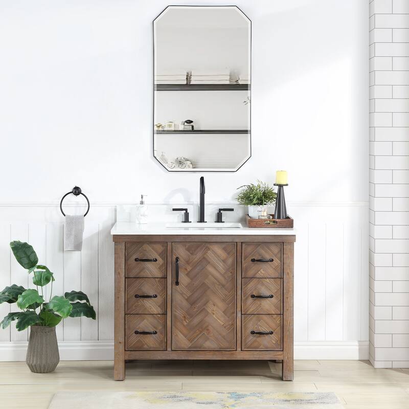 Javier Bath Vanity with Composite Stone Top without Mirror