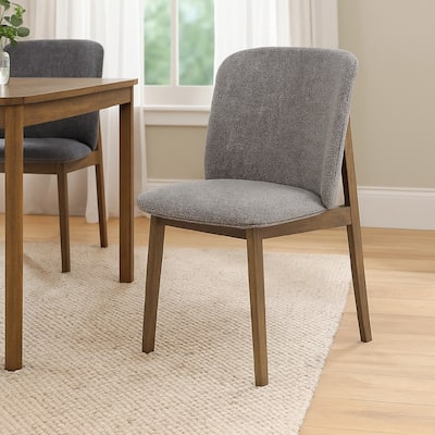 Cid Estele Dining Side Chair Set of 2, Gray Fabric, Wenge Brown Wood