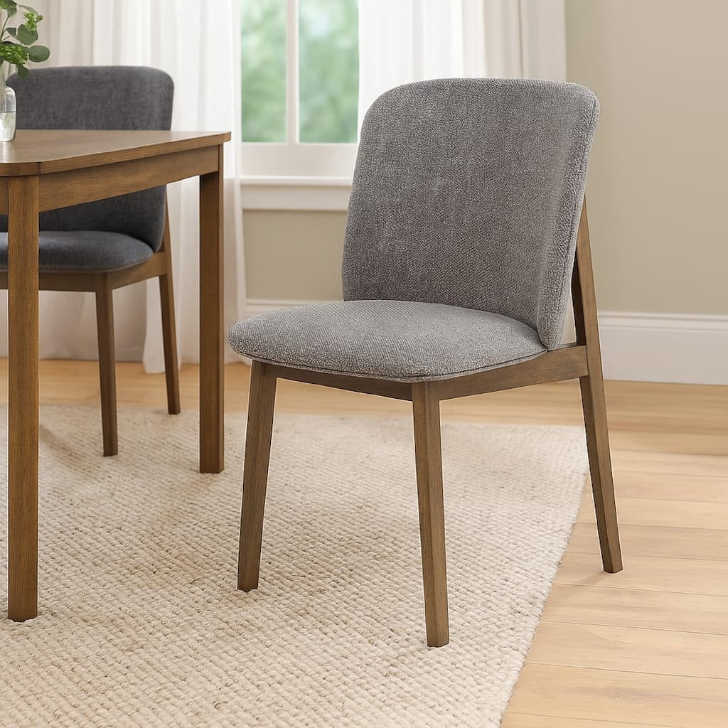 Cid Estele Dining Side Chair Set of 2, Gray Fabric, Wenge Brown Wood