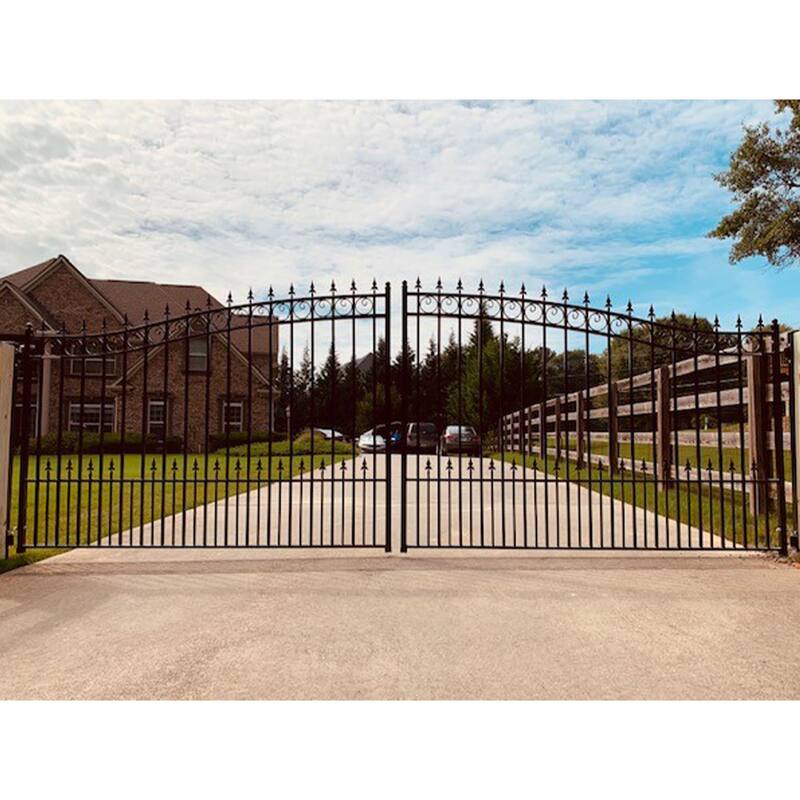ALEKO Steel Dual Prague Style Driveway Gate 14 ft with Pedestrian Gate - 14 ft x 6 ft / 5 ft x 4 ft