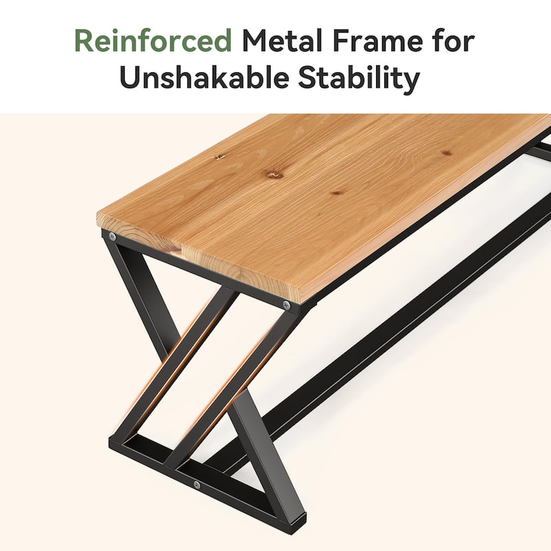 55" Solid Wood Entryway Bench