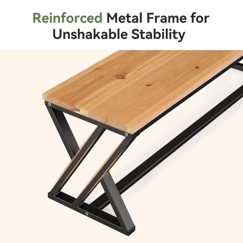 Solid Wood Entryway Bench With Metal Legs