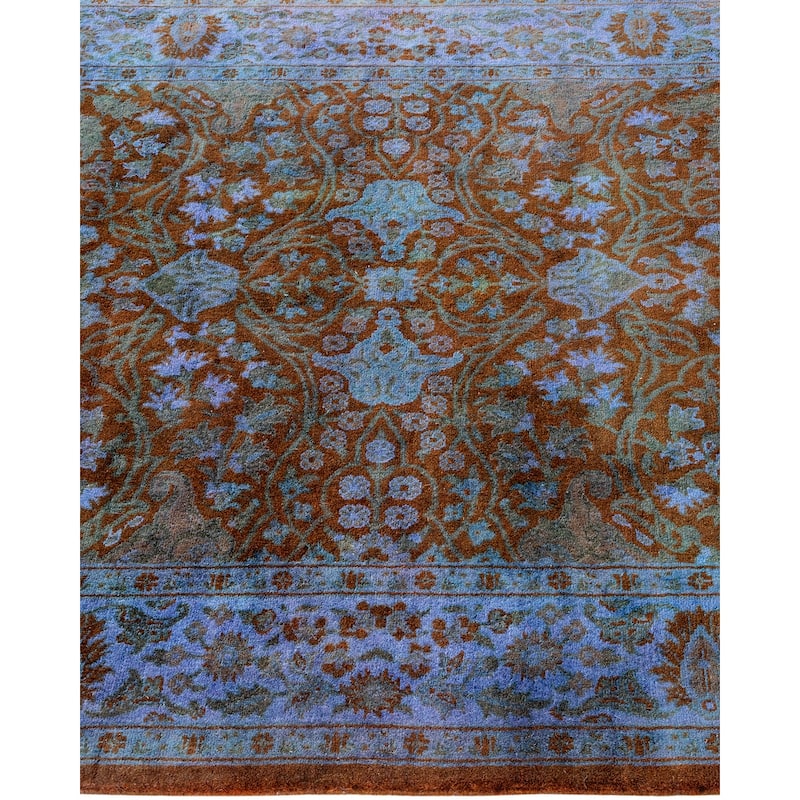 Overton Hand Knotted Wool Vintage Inspired Modern Contemporary Overdyed Orange Area Rug - 3' 0" x 10' 9"