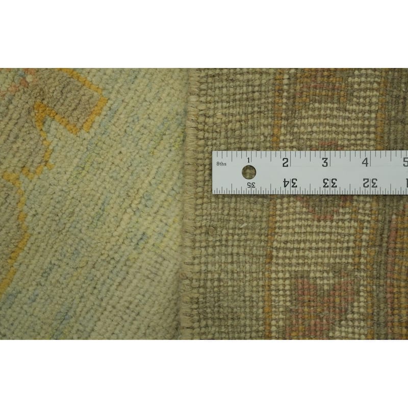 Vegetable Dye Wool Oushak Turkish Large Rug, Floral Geometric Carpet - 14' 2'' X 10' 1''
