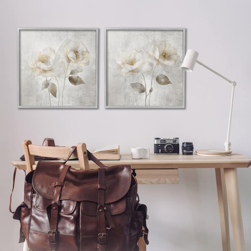 Stupell Soft Chic Roses Framed Giclee Art Design By Irene Weisz (Set of 2)