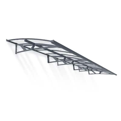 Amsterdam 5 ft. Gray/Clear Door and Window Fixed Awning