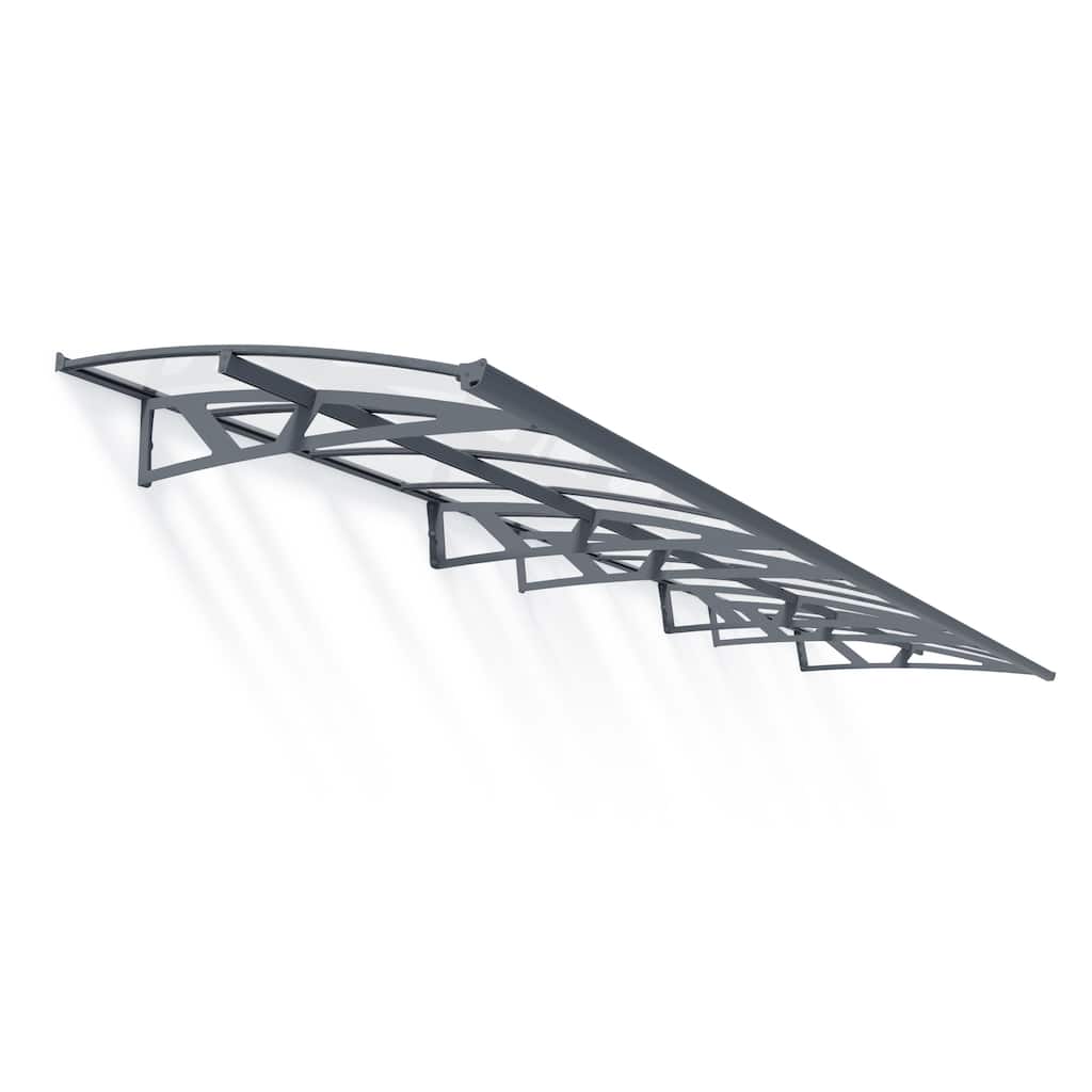 Amsterdam 5 ft. Gray/Clear Door and Window Fixed Awning