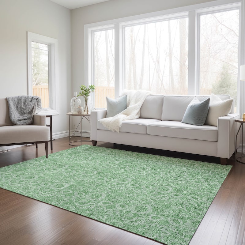 Machine Washable Indoor/ Outdoor Chantille Floral Rug