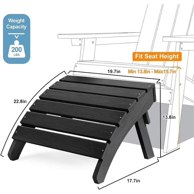Winsoon 5-Piece All Weather HIPS Outdoor Folding Adirondack Chairs, 2 Ottomans and 1 Side Table