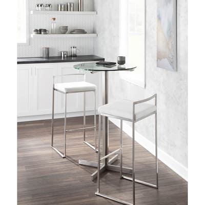 Silver Orchid Forrest Stackable Stainless Steel Bar Stool (Set of 2) - N/A