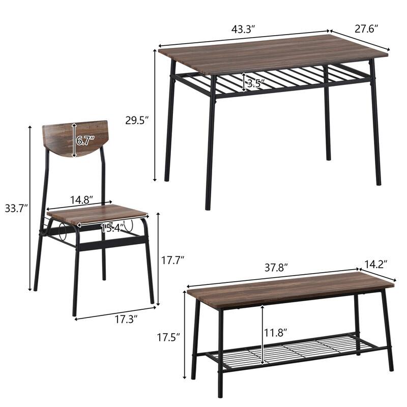 Steel Frame 6-Piece Modern Dining Set for Kitchen