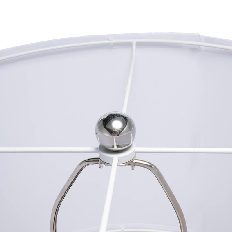 D15x30.2" White and Bronze Marble Table Lamp with Glass Cylinder (Lamp Shade Assembly Required)