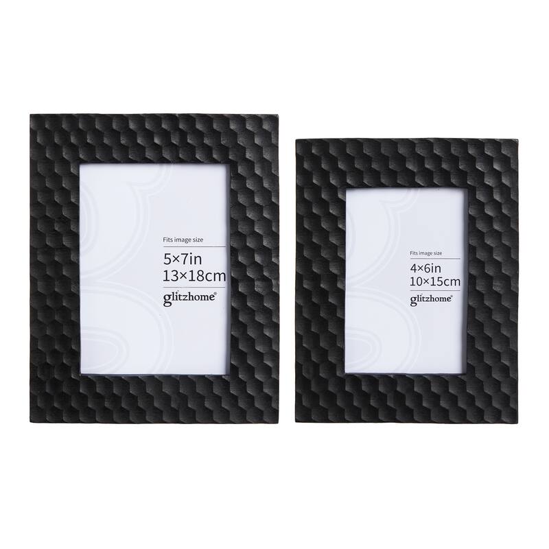 Glitzhome Set of 2 Xmas Honeycomb Resin Wall Tabletop Picture Frames-4x6,5x7