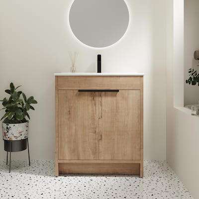 Beingnext 24"/30"/36" Bathroom Vanity with Sink, Freestanding Bathroom Vanity with 2 Soft Close Doors and 1 Adjustable Shelf
