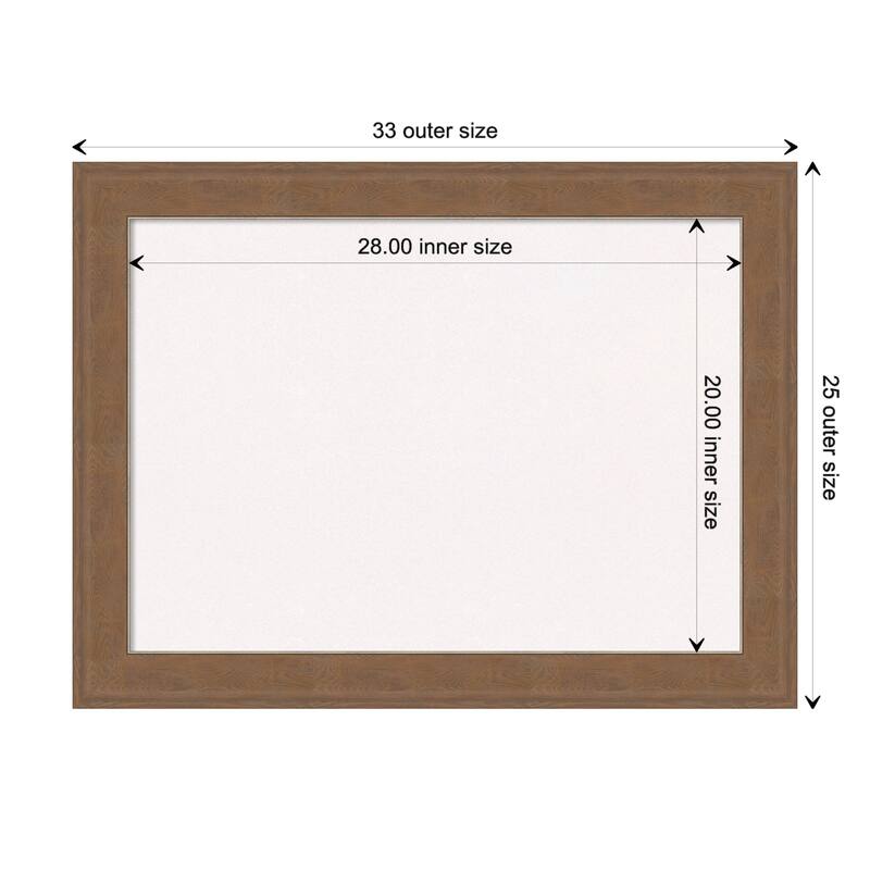 Alta Medium Brown Framed White Corkboard Bulletin Board, Organization Board, Pin Board - Board Size 28x20