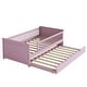 preview thumbnail 7 of 18, Twin Platform Bed with Guardrail, Trundle, and Semi-Enclosed Fence, Pink