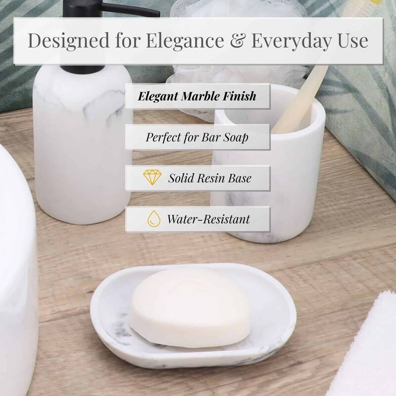 Marble Resin Hand Soap Dish - 5.2 L x 3.6 W x 0.8 H