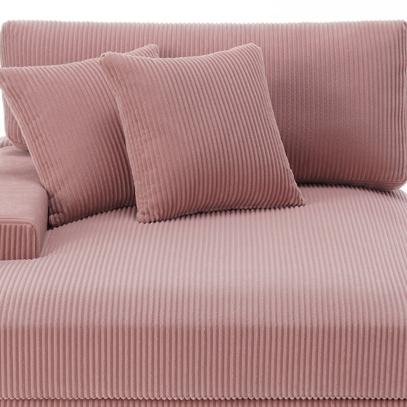 Modern Corduroy Indoor Chaise Lounge Couch with Pillows