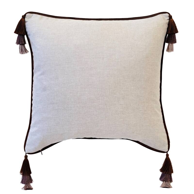 Edie At Home Velvet Reversible Tassel Decorative Pillow 18.5x18.5