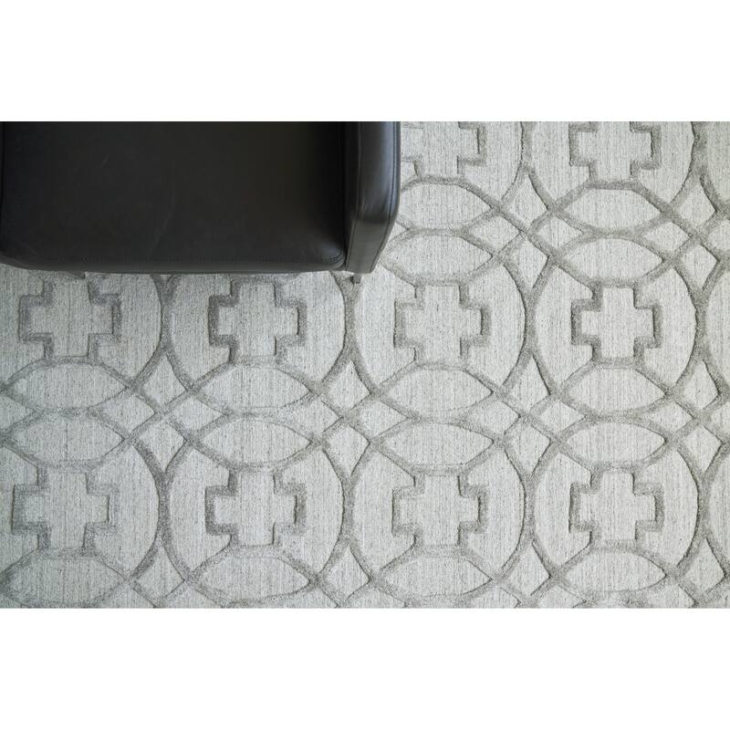 EXQUISITE RUGS Windsor Hand-loomed Wool/Bamboo Silk Light Silver Area Rug.