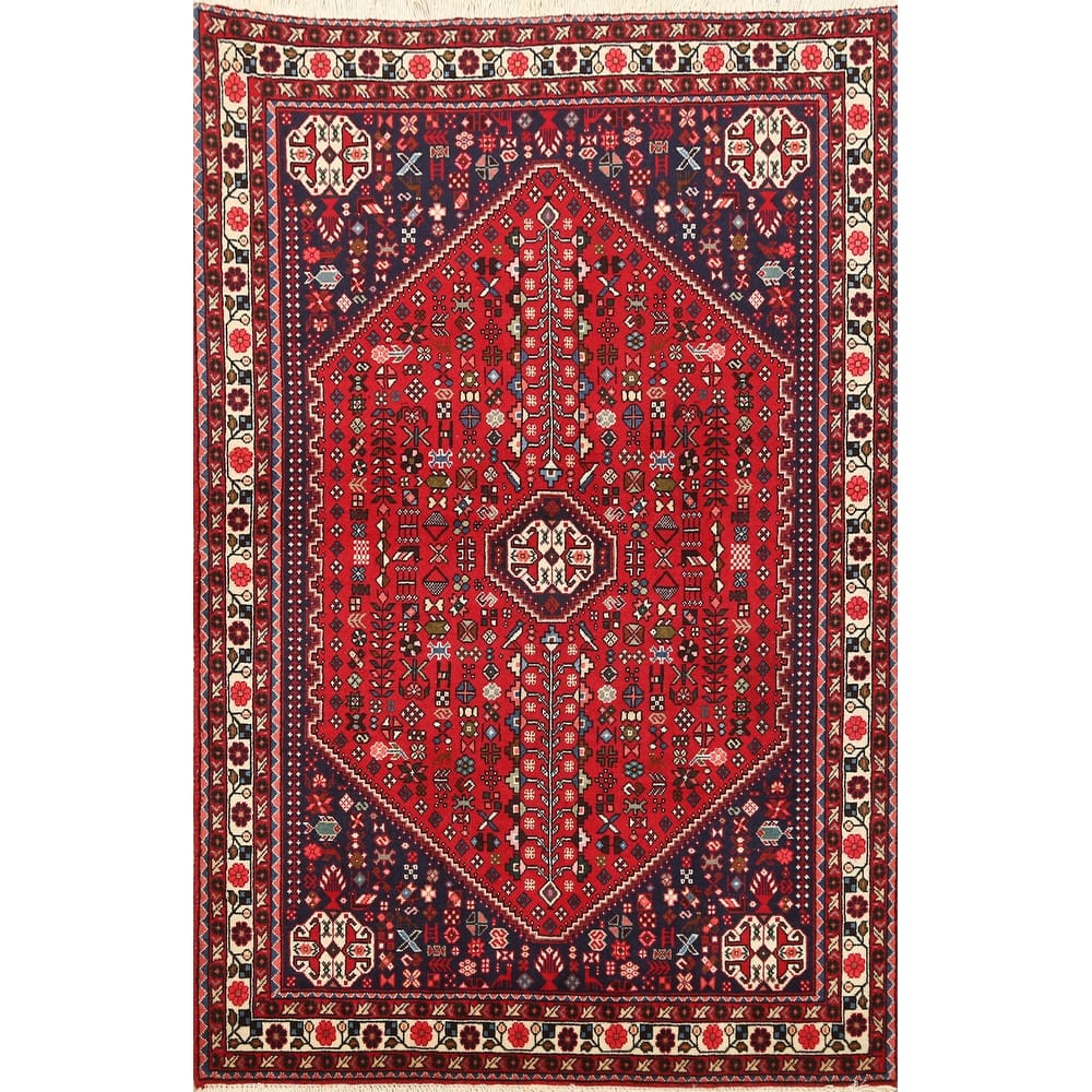 Vegetable Dye Tribal Abadeh Nafar Persian Area Rug Wool Handmade - 3'4" x 4'10"