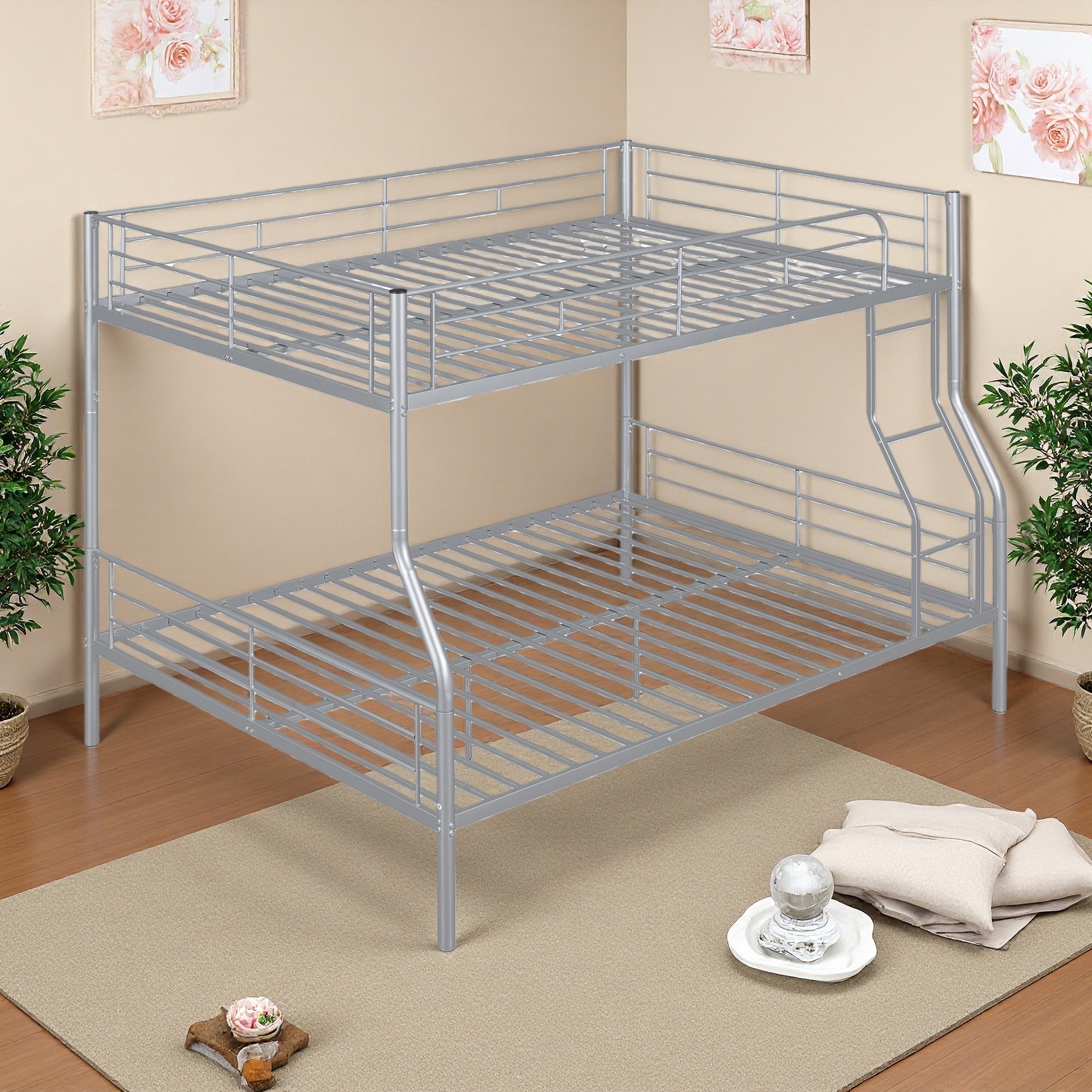 Full XL Over Queen Iron Bunk Bed