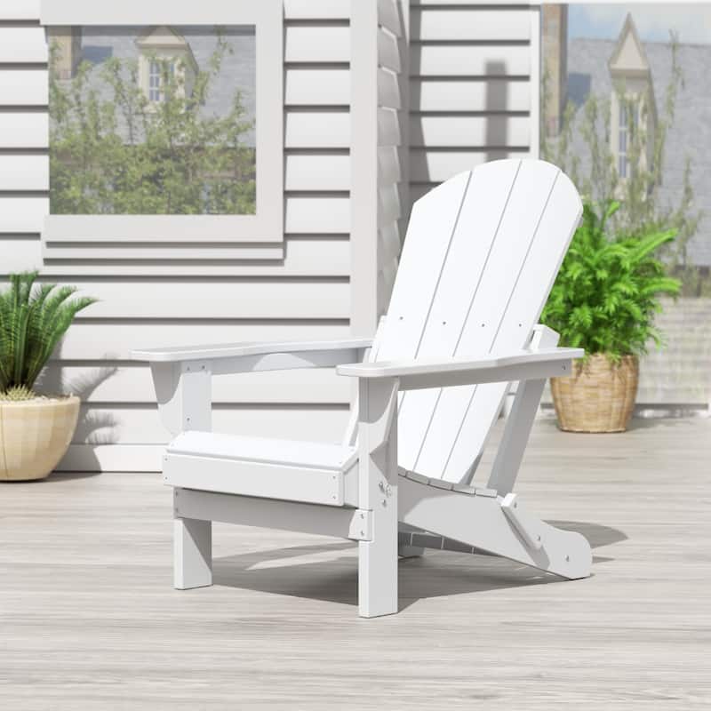 POLYTRENDS Laguna All Weather Poly Outdoor Adirondack Chair - Foldable - White