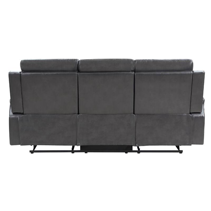 Jolo Manual Recliner Sofa, Drop Table, 82 Inch, Gray Faux Leather