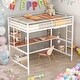 preview thumbnail 1 of 8, Full Size Loft Bed With Desk and Shelve,Solid Construction White